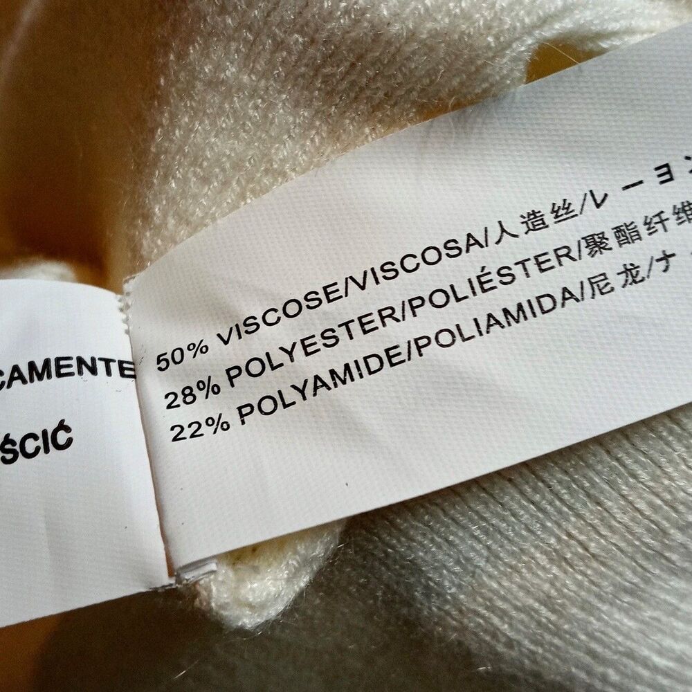 *READ* J.O.A Antholropologie Just One Answer Cream Ruffled Knit Sweater MEDIUM - Picture 7 of 9